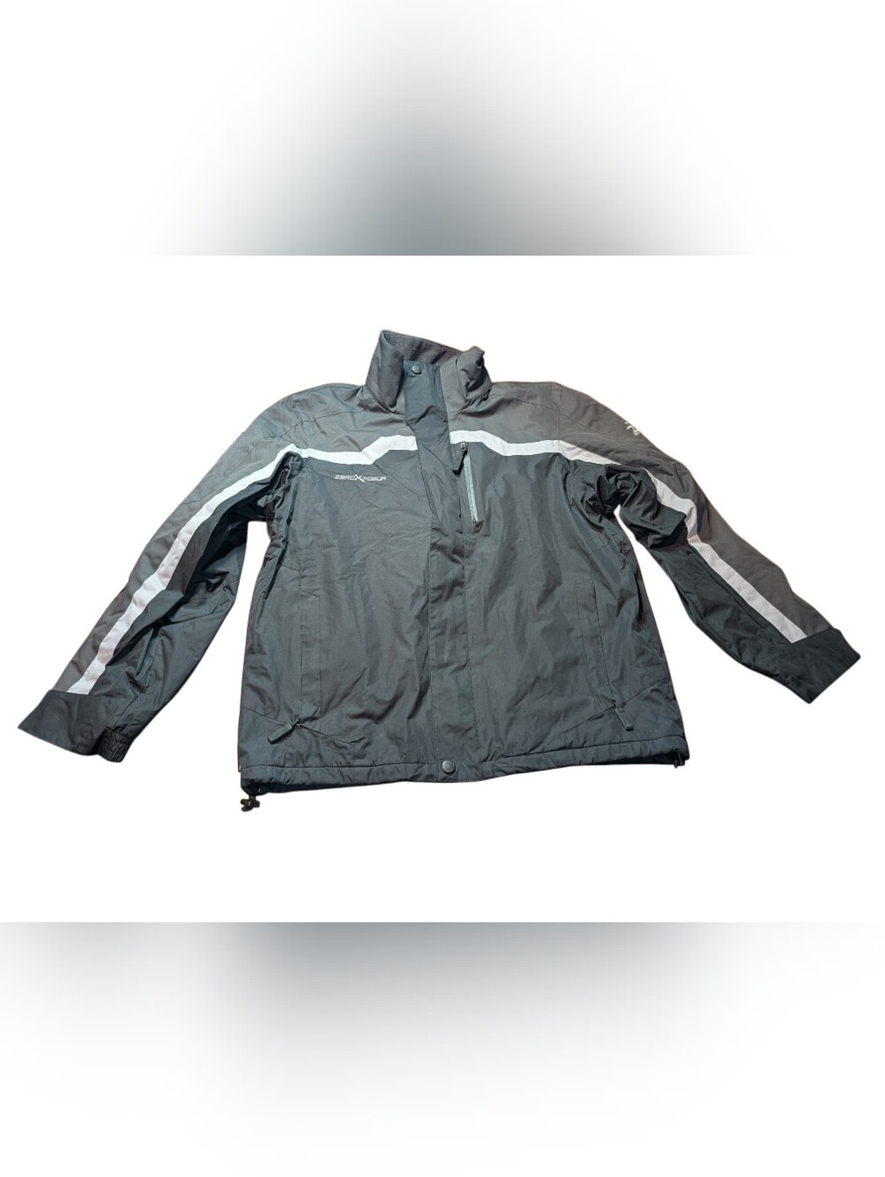 ZeroXposur Men's Black Raincoat with White Reflective Accent